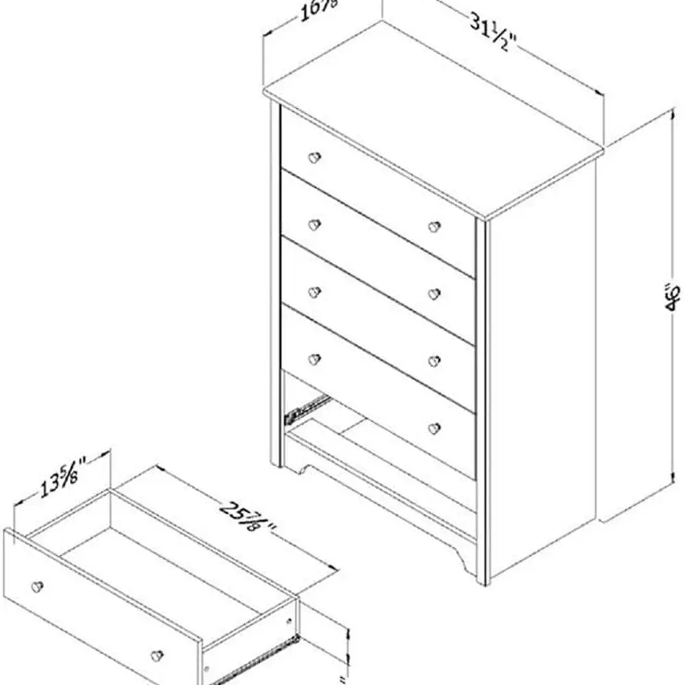Vito 5-Drawer Dresser in Black with Matte Nickel Hardware