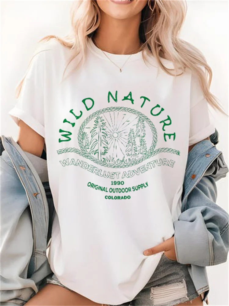 Camiseta blanca de manga corta con estampado de Lobster Club para mujer, ropa bonita de verano con cuello redondo y dibujos animados para viajes y vacaciones