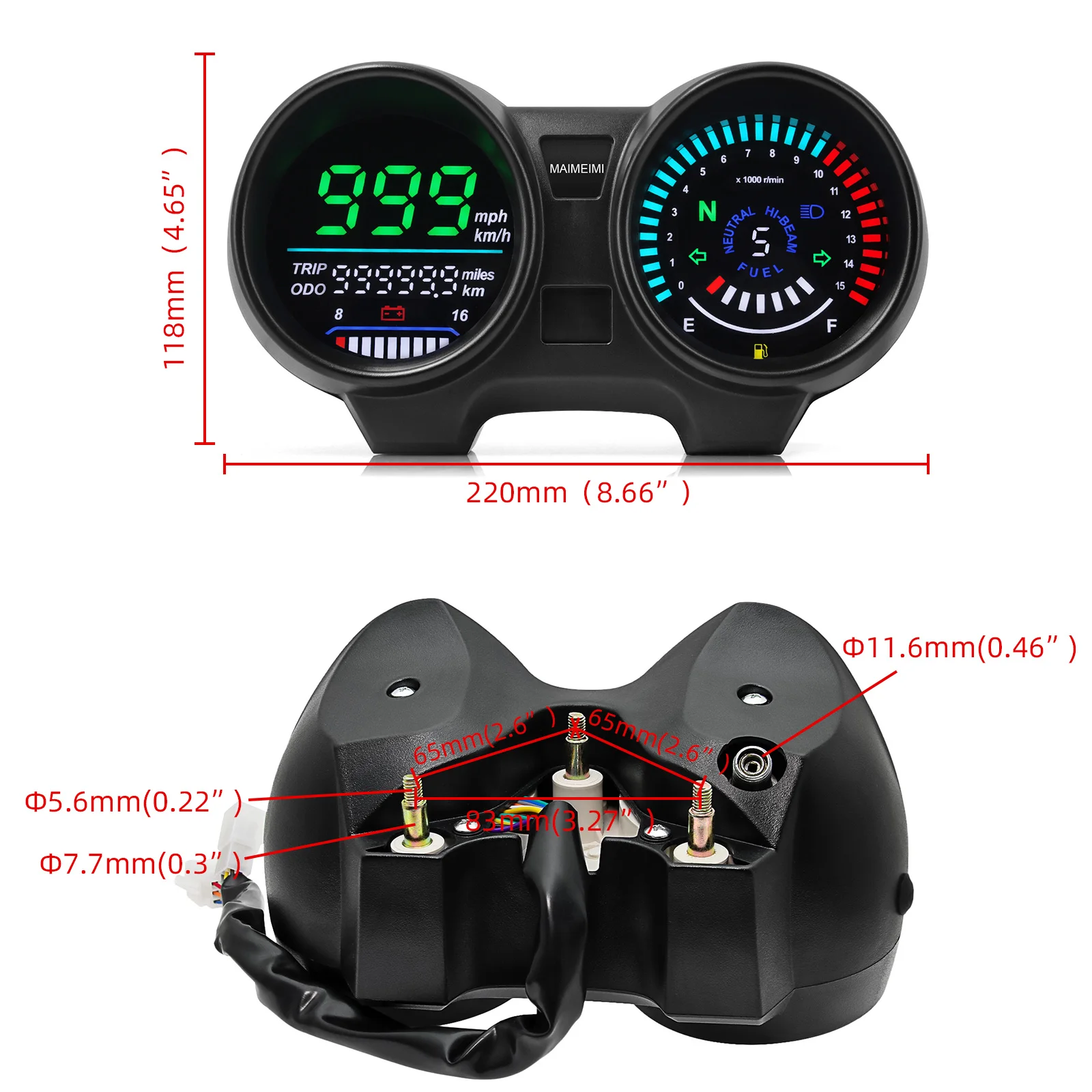 Velocímetro do carro para a motocicleta, Painel Digital, LED Eletrônica, Medidor RPM com Nível de Combustível, Titan 150, Honda