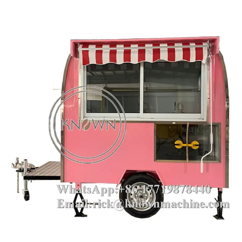 Round Catering Cart Mobile Street Food trailer/hot dog/ Ice Cream/ Snack Carts With Red Color And Customized