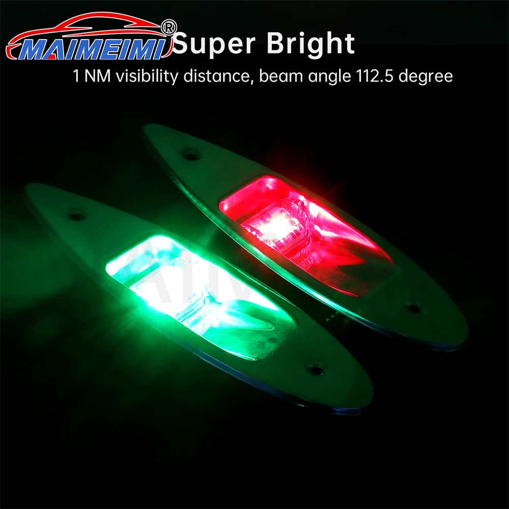

2pcs 12V Waterproof Navigation Light Corrosion Resistant Signal Lamp LED Boat Side Light For Marine Boat Yacht