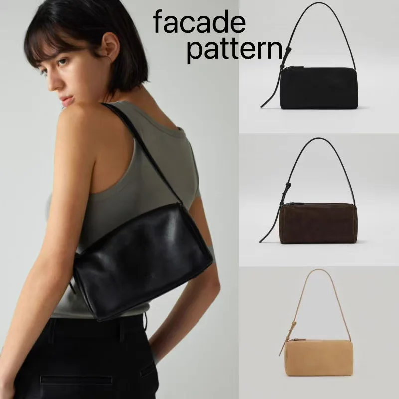 nicho-coreano-2025-nuevo-estilo-facadepattern-cuero-genuino-retro-gamuza-baguette-bolso-de-hombro-tipo-bandolera
