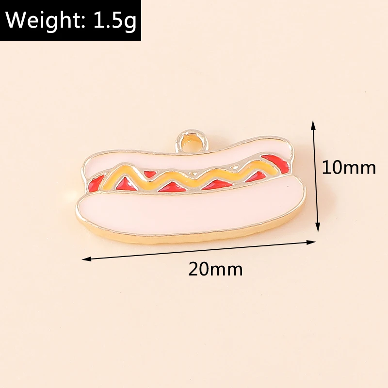 Leslie 10 Stück süße Emaille-Lebensmittel-Charms, Hamburger Pommes Frites, Pizza, Milchkuchen, Schokolade, Anhänger für Armband, handgefertigte Schmuckherstellung – Detail 9