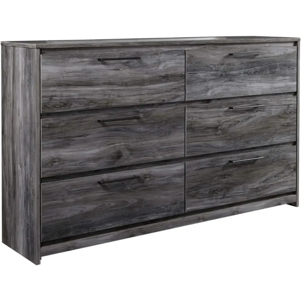 Baystorm Rustic Coastal 6 Drawer Dresser, Smoky Gray