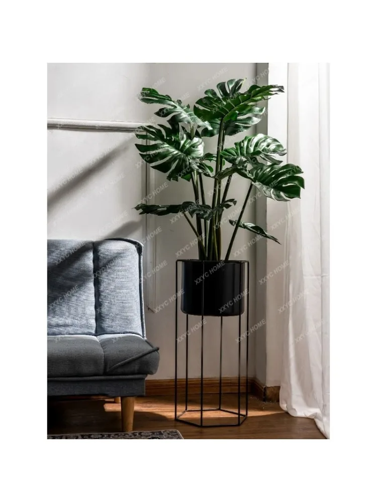 

Imitative Tree Monstera Deliciosa Bonsai Fake Trees Potted Indoor Living Room and Shop Landscaping Bionic Greenery Decorative