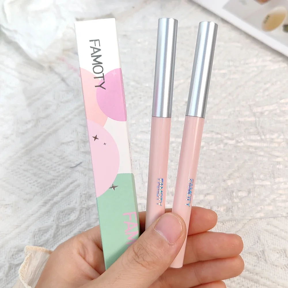 ปากกาเขียนขอบตาแบบแวววาวระยิบระยับติดเพชรรูปหนอนไหมปากกาเขียนขอบตาเขียนขอบตากันน้ำยาวนานยาวปากกา riasan Korea