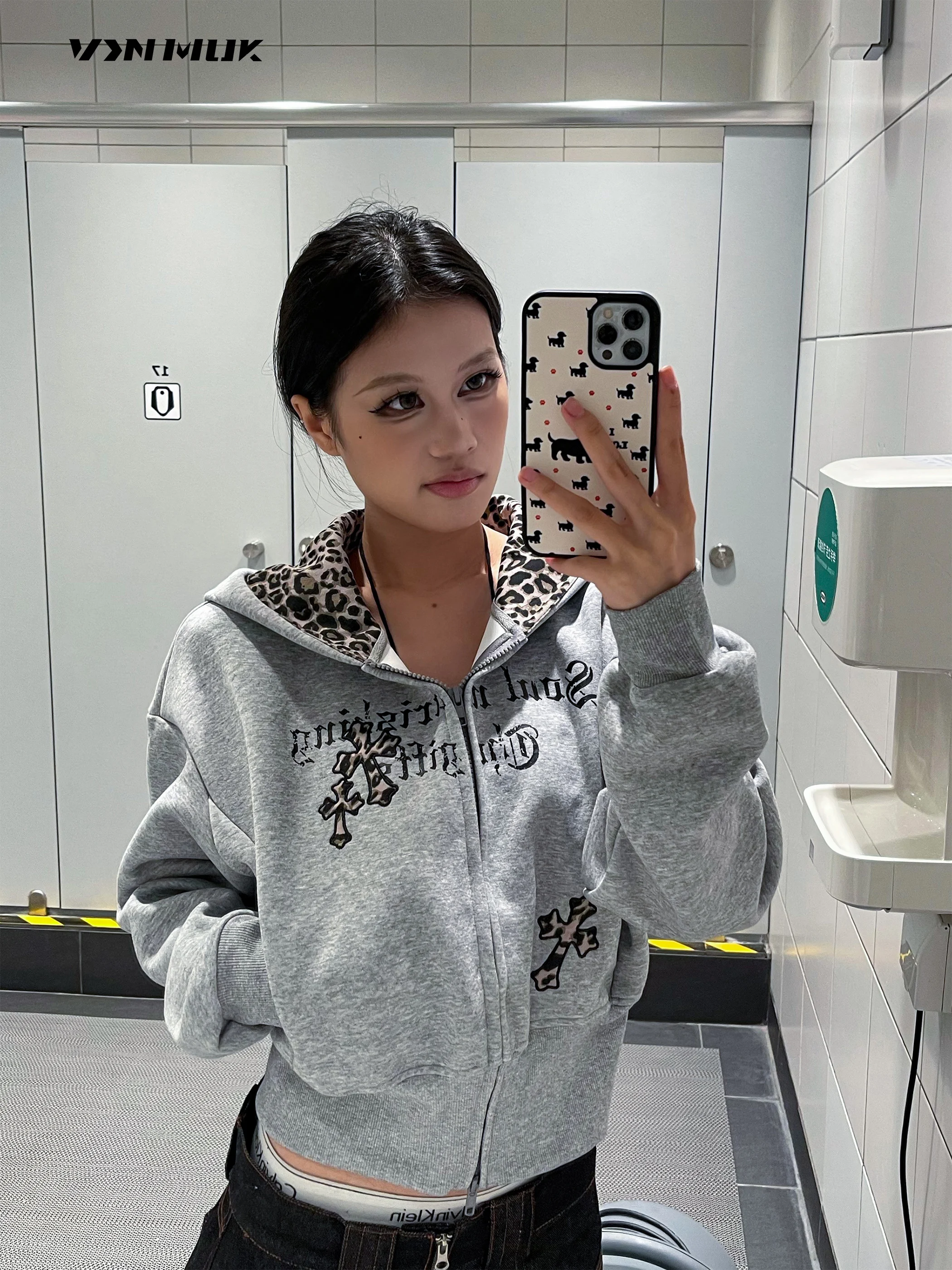 

Американский ретро-кардиган с леопардовым принтом и капюшоном, женская весенняя толстовка-куртка, повседневный топ с капюшоном