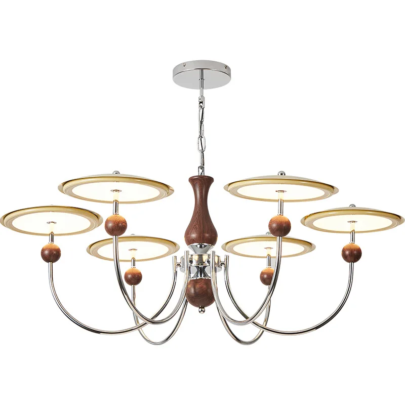 

French medieval living room retro dining room main light, cream wood grain color full spectrum lamp