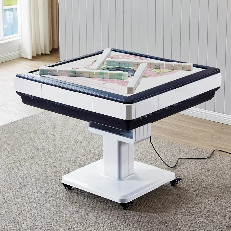 White Folding Mahjong Table Fully Automatic Household Folding Mahjong Table Dining Table Dual-use Electric Mahjong Machine