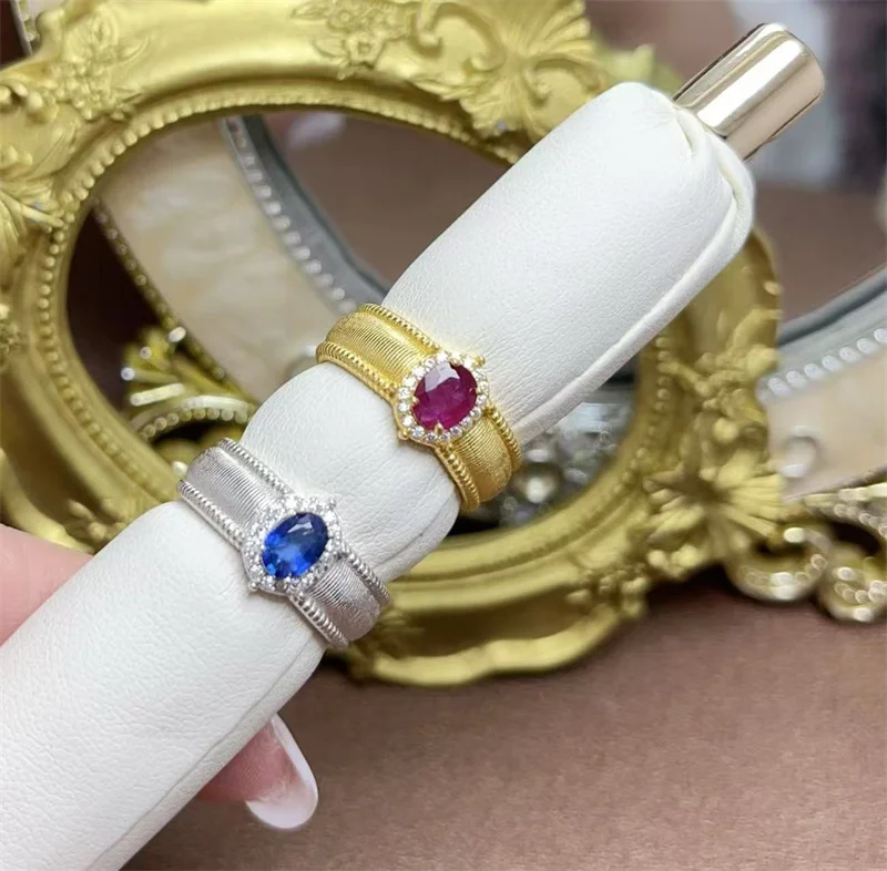 

Natural Original Ruby Sapphire Wedding Ring for Women Jewelry Gift 925 Sterling Silver Women Girl Lady with Certificate