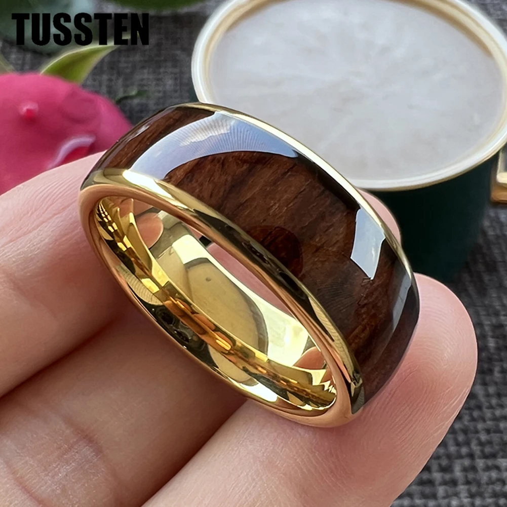 Dropshipping TUSSTEN 6MM/8MM Black Wedding Band Men Women Tungsten Carbide Ring Domed Polished Finish Comfort Fit