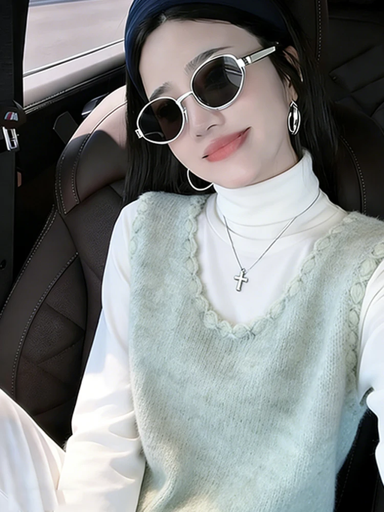 سترة محبوكة مستديرة من Ele Lightnen Ne Svel للنساء لخريف وشتاء جديد Sle ular بلوزة ذات طبقات جميلة للغاية