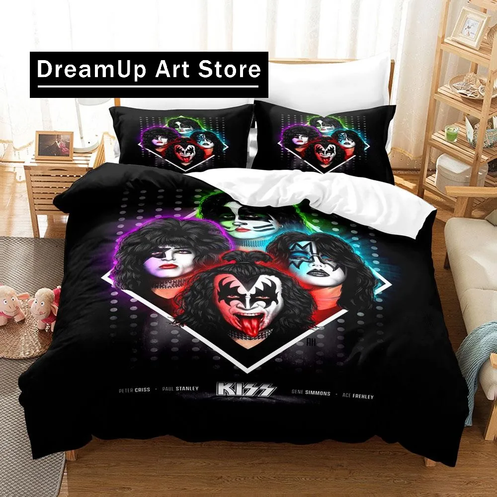 3D Print Fashion Metal Rock Kiss Band Bedding Set Boys Girls Twin Queen Full Size Duvet Cover Pillowcase Bed Adult Bedroom