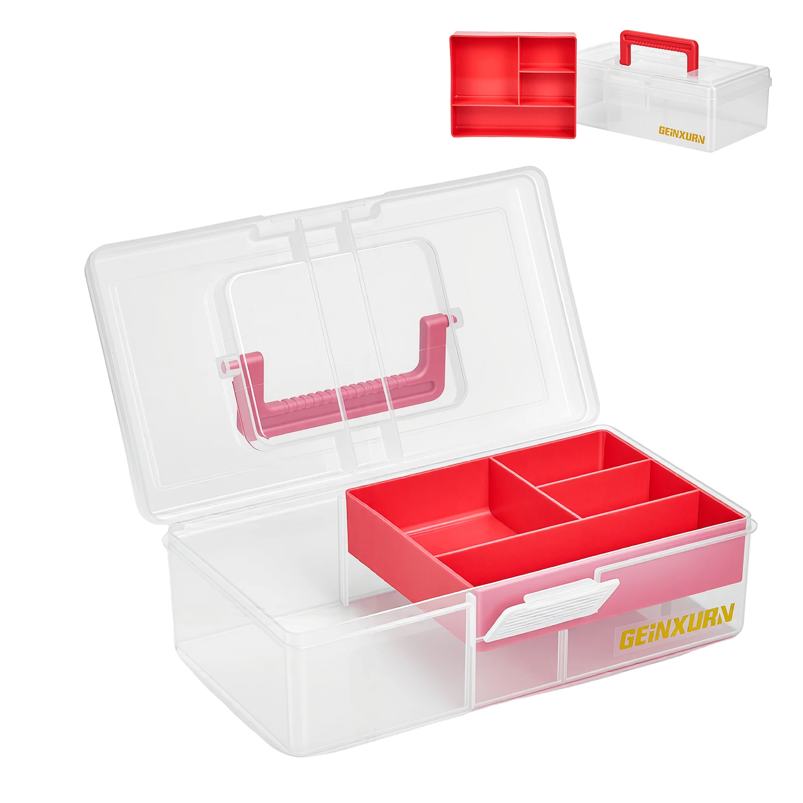 

Водонепроницаемый органайзер Geinxurn Red 260 для мелких деталей, портативный пластиковый ящик со съемными разделителями, коробка для набора отверток и бит