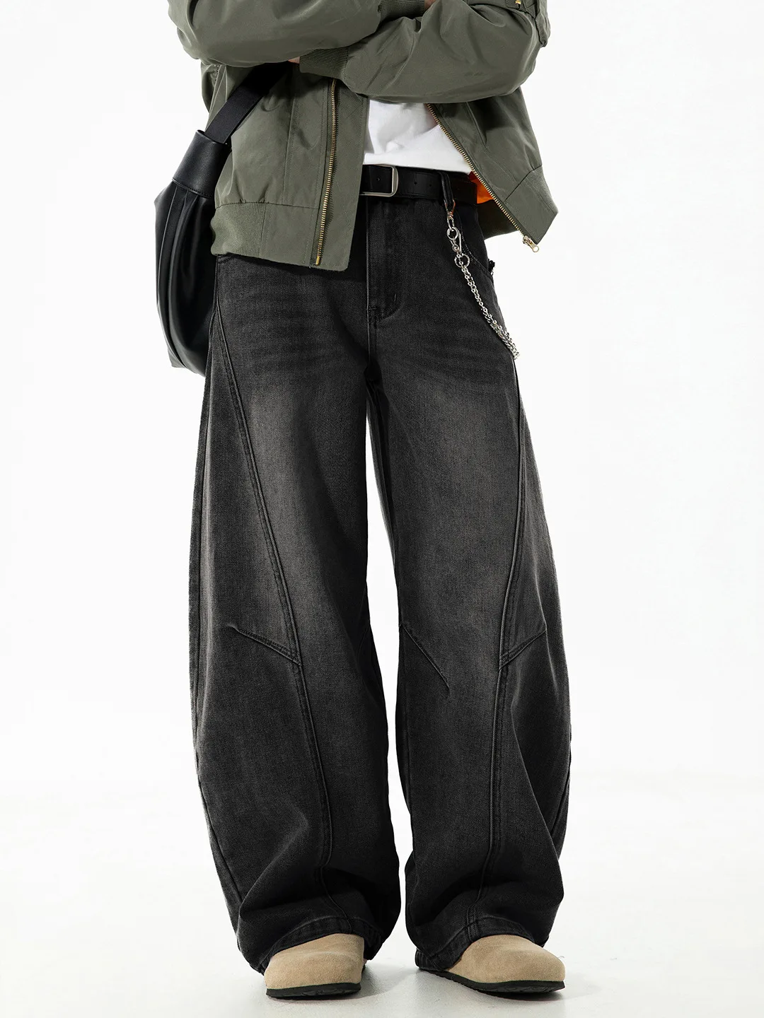

Retro Washed Men's Jeans Autumn Style Loose Straight Tube Long Pants Knife Structure Vintage Brand Casual mid Waist