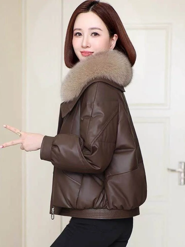 

Женское пуховое пальто Haining из натуральной кожи, повседневное пальто первого слоя из овчины, модное зимнее новое поступление