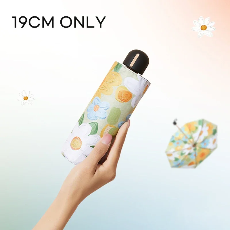 Flower Pocket Mini Phone Umbrella for Women Cute Folding Sun Umbrella Windproof Outdoor UV Parasol Shade Umbrellas Free Shiping