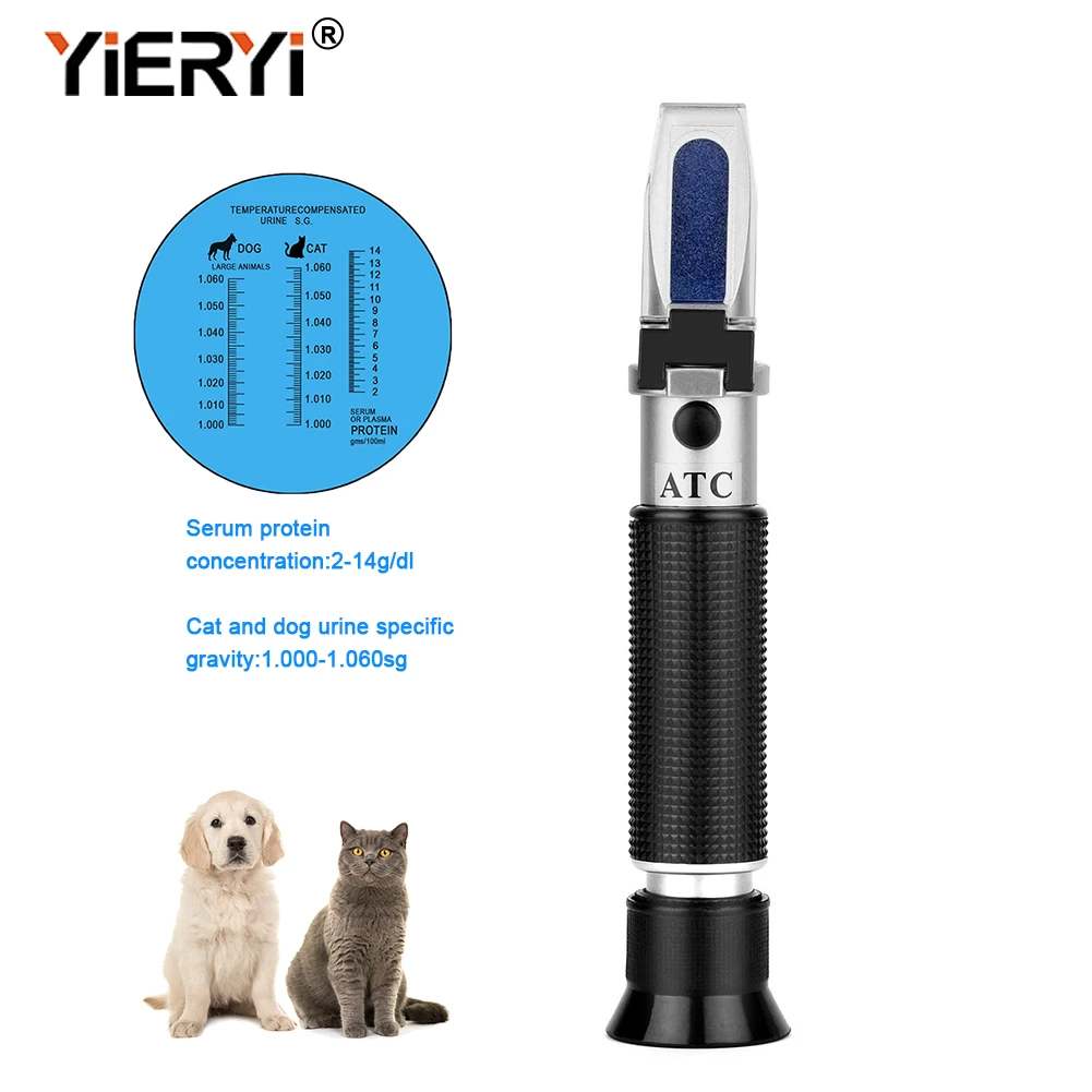 Yieryi Veterinary Refractometer For Cats Dogs Pet Urine Specific Gravity Meter Serum Protein 2-14g/dl Clinical Vet Medical Tool