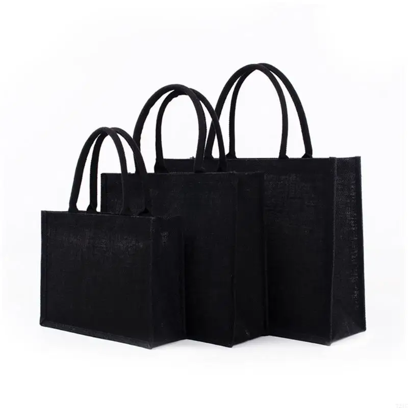 

T21C Jute Tote Bags Burlap Bag with Soft Handle for Women Shopping Handbag