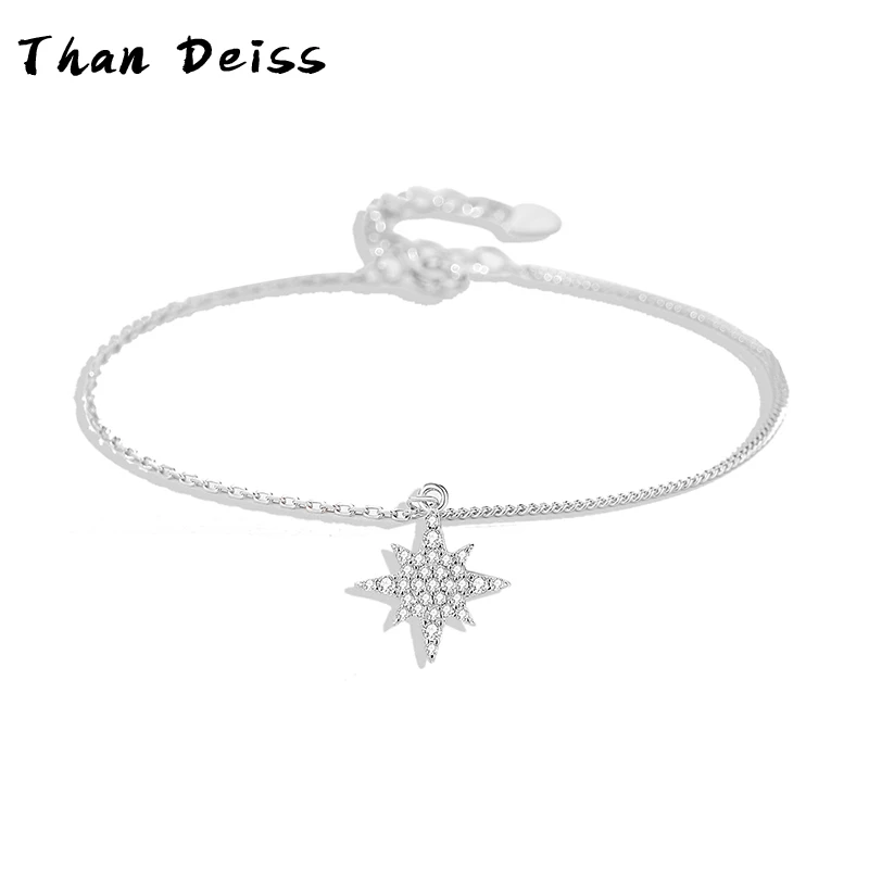 925 Sterling Silver Classic Shiny Star Bracelet Women Japanese and Korean style Eight Pointed Star Sweet Charm Fashion Jewelry