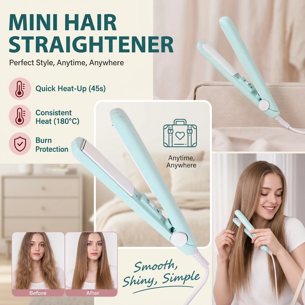 Mini Dual Purpose Hair Perm Machine Straight Curling European Standard Bangs Divine Tool with Straight Plate Clip