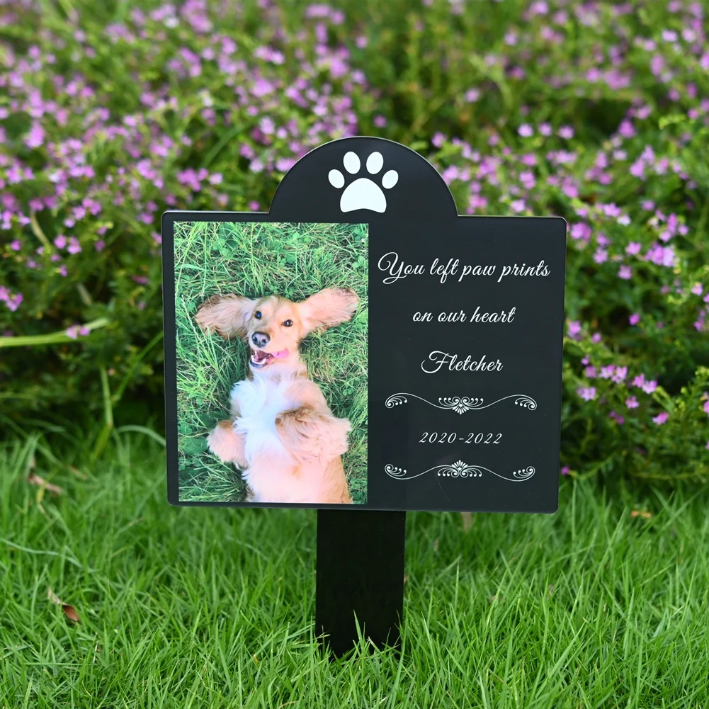 Custom Pet Memorial Stake Acrylic Marker Grave Pet Gravestones Cat Dog Souvenirs Pet Loss Custom Photo Text Memorial Gift