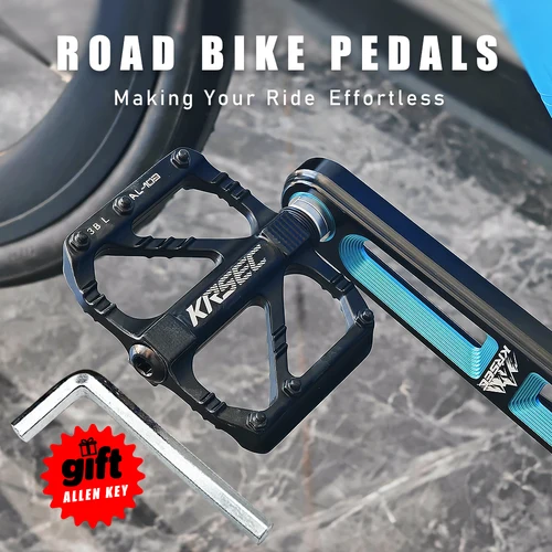 KRSEC Pedal de bicicleta de montaña de carretera doble DU 3 rodamientos Pedal de bicicleta de aleación de aluminio ultraligero pedales de bicicleta de carretera antideslizantes