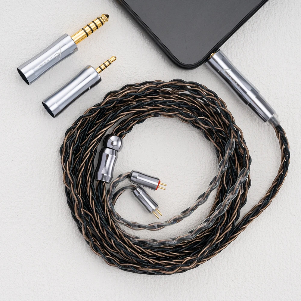 Nowy kabel modułowy do słuchawek Kinera Leyding, 8-żyłowy, posrebrzany miedziany z wtyczką 2.5/3.5/4.4mm, przewodowy zestaw słuchawkowy — zdjęcie produktu 2