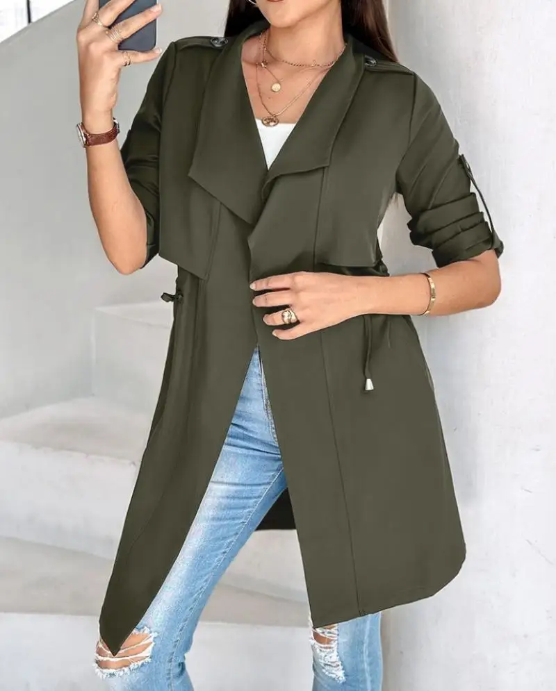 Chimy-Veste décontractée mi-longue pour femme, manteau coupe-vent d'automne, document de proximité solide, Wstring, nouveau