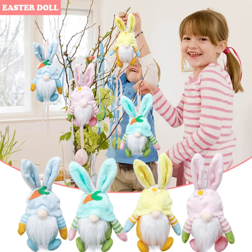 

Easter Faceless Gnome Rabbit Doll Handmade Reusable Home Decoration Spring Hanging Bunny Ornaments Kids Gifts