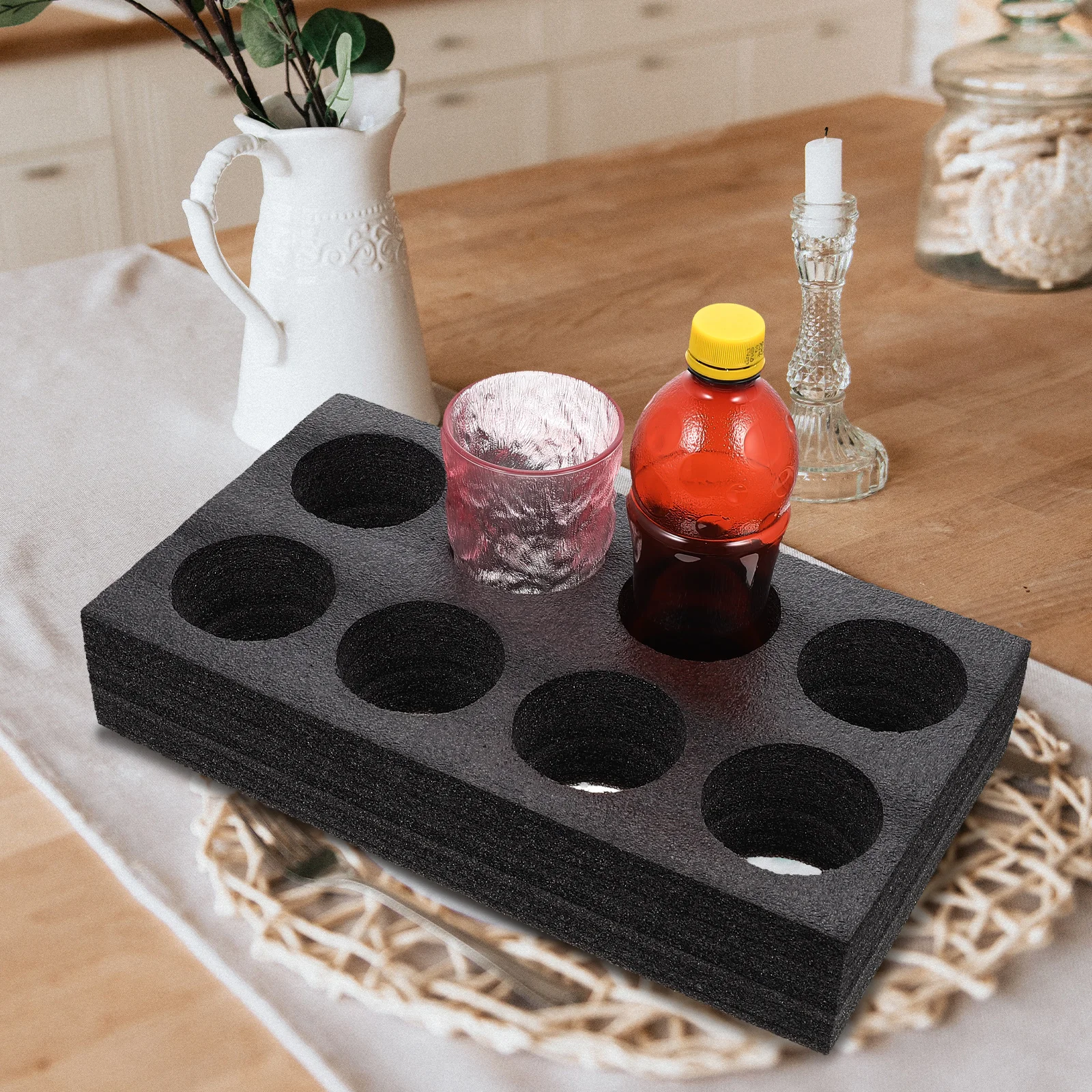 

2pcs Black 8-Hole Cup Holder Tray for Takeout Coffee Shop Stable Hole Design Practical Use Beverage Packing Carrier