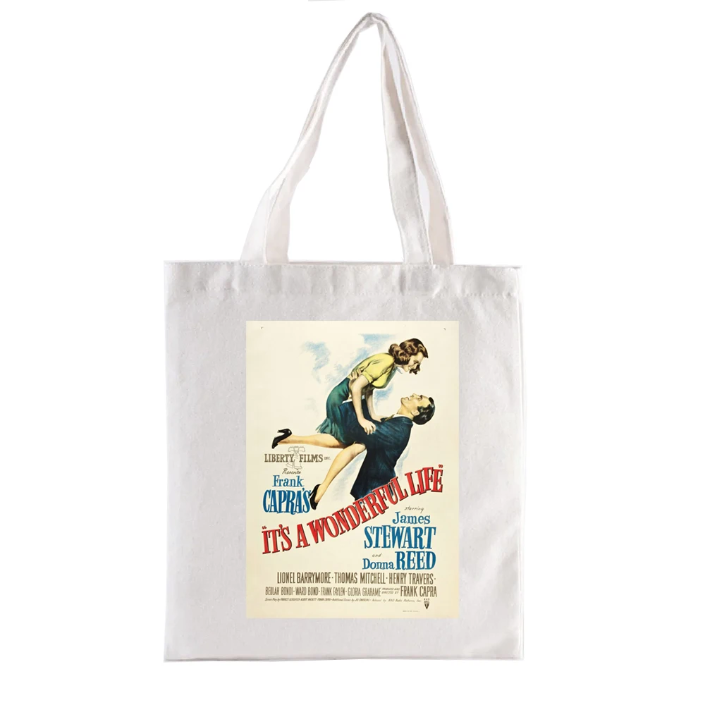 Its a Wonderful Life Graphic Tote Bag Vintage Posters Print Shoppong Bags Women's Handbags for Women Fashion Funny Totebag Eco