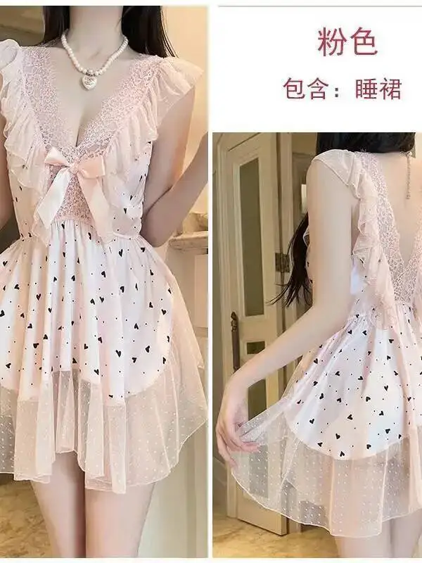 Robe de nuit en soie glacée lisse, gracieuse, légère, tentation de luxe, maille à pois, Sexy, décolleté en V profond, coupe basse, dos nu, élégante, 8x4w