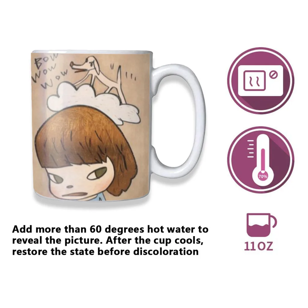 Yoshitomo Nara Dream New Creative Color Changing Mug Ceramic Coffee Milk Tea Cup Gifts Free shipping