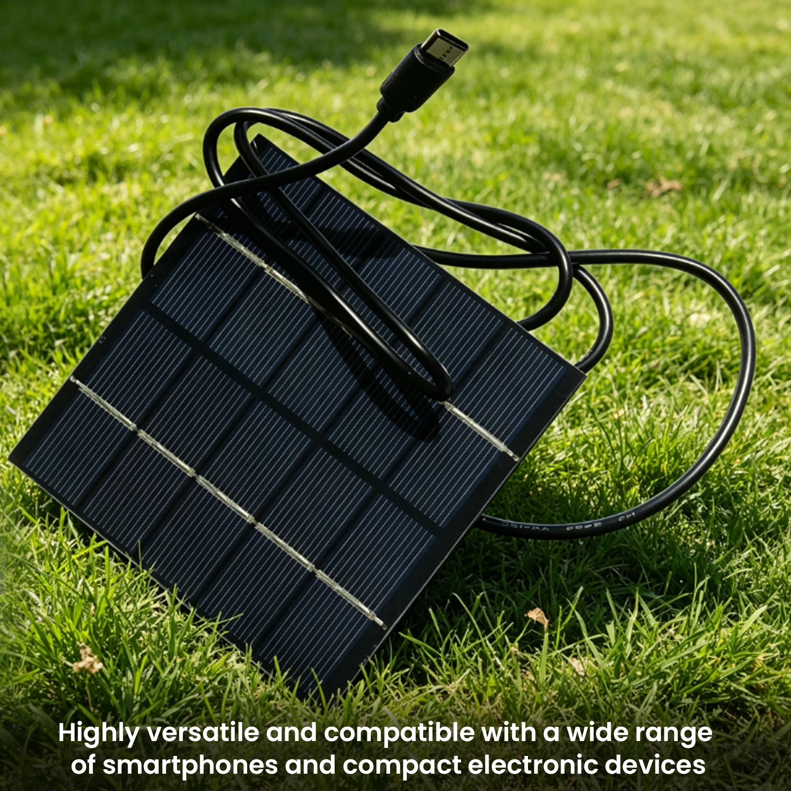 1.5W 5V Solar Charging Panel with Type-C Output Polycrystalline Solar Panel with 3.28FT USB Cable for Phones Power Banks Tablets