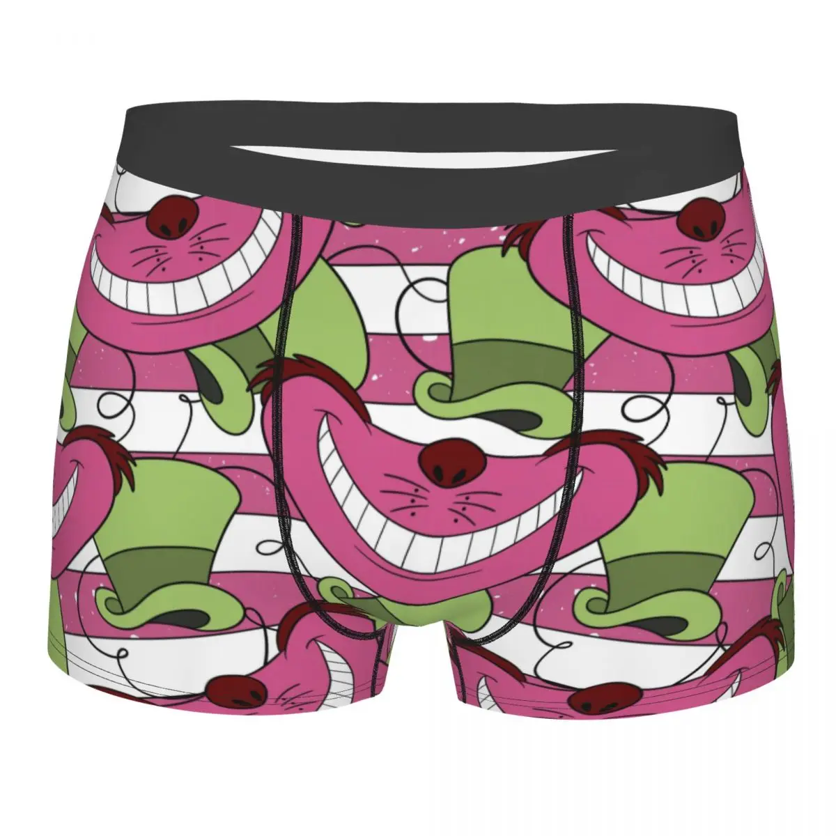 

Мужское модное нижнее белье с изображением Чеширского кота на заказ, трусы-боксеры «Алиса в стране чудес», эластичные шорты, трусы, трусы