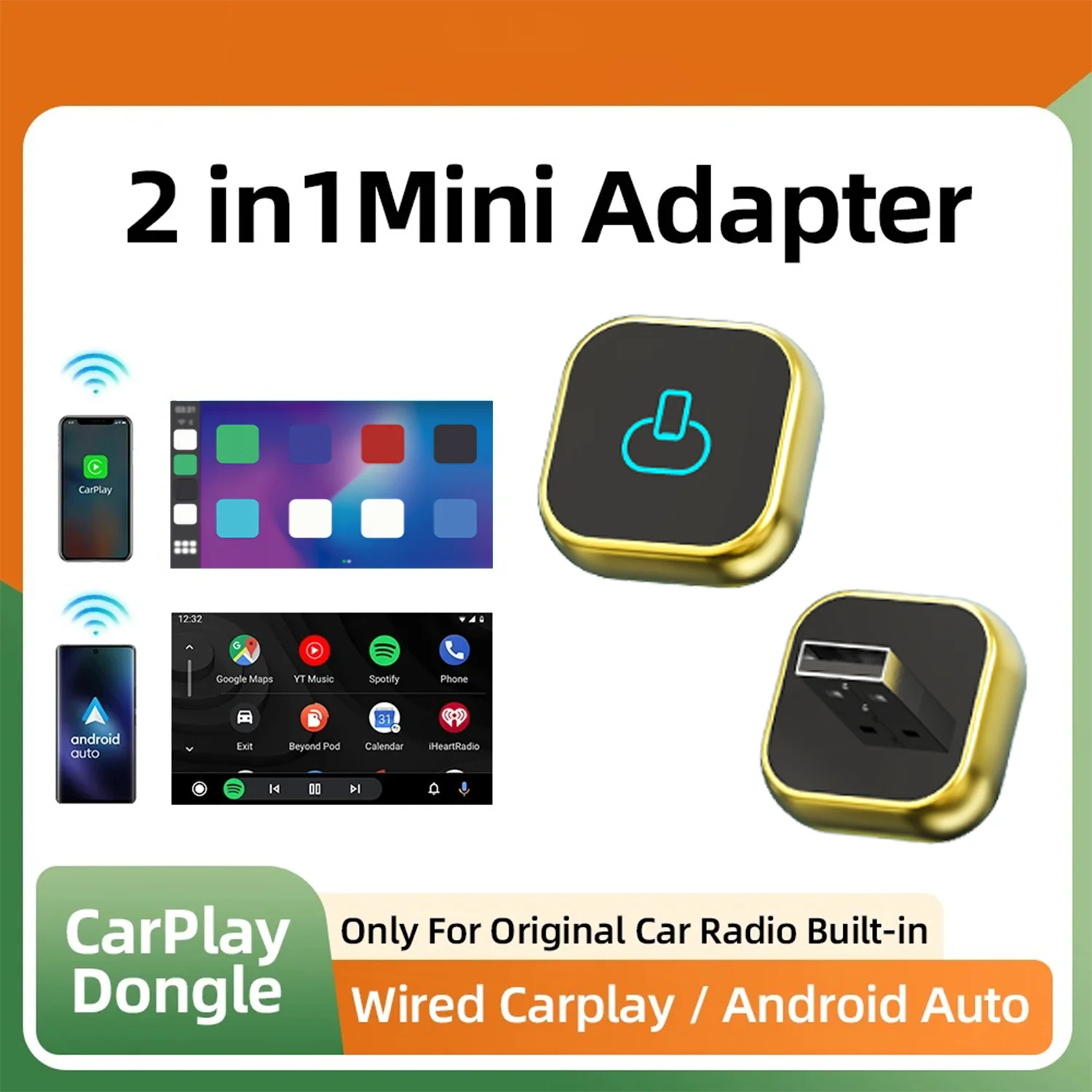 2025 Новый беспроводной адаптер Carplay, проводной к беспроводному Carplay и Android Auto Smart Box Plug Play для Volvo Benz Mg Kia Chery VW