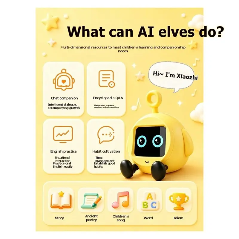 HGHO Cute Interactive AI Companion Smart Alarm Clock:Learning Support For Children Companionship Functionality Offer