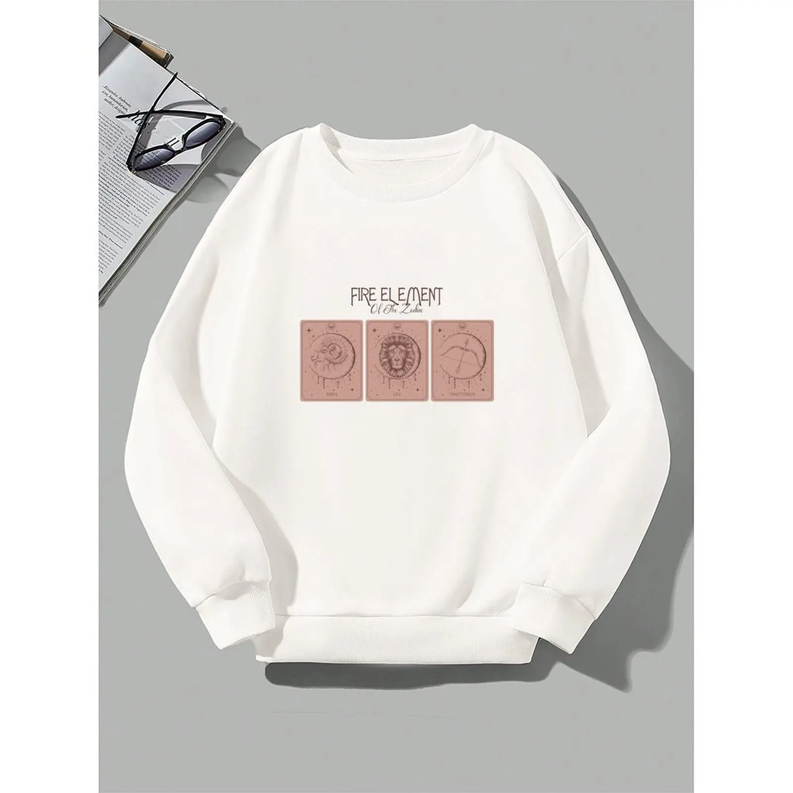 

Women's Sweatshirts O-Neck Printed Pattern Boho Loose Casual Sports Pullovers Velvet Long Sleeve Sweater Winter For Women