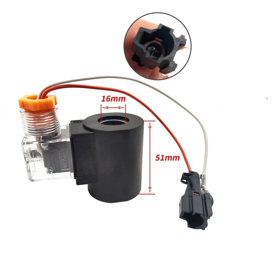Quick-connect hydraulic solenoid valve coil for excavator quick-change couplers, cylinder check valve, 12V/24V