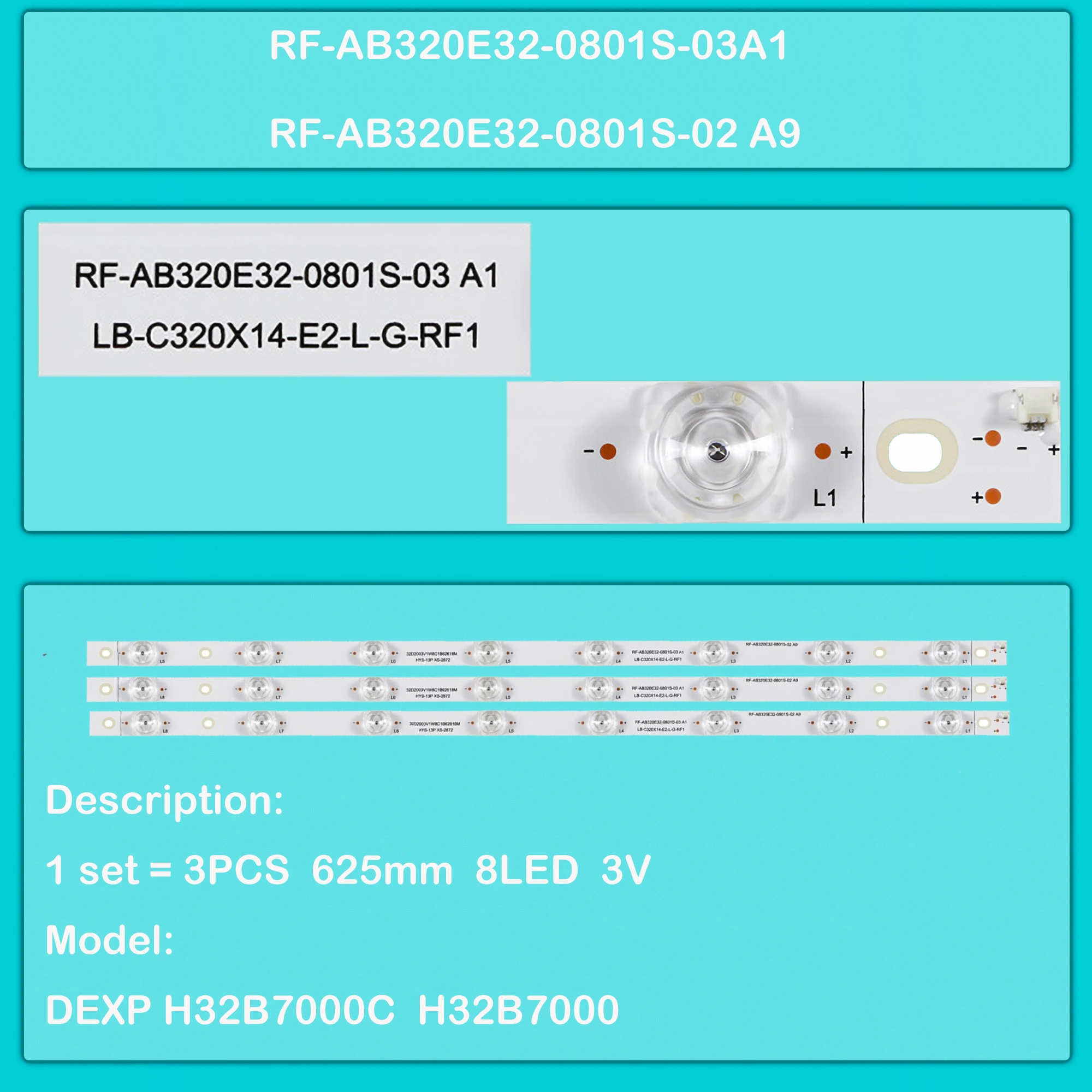 

LED BackLight Strip For H32B7000C RF-AB320E32-0801S-03A1 H32B7000 RF-AB320E32-0801S-02 A9 LB-C320X14-E2-P-G1-RF2