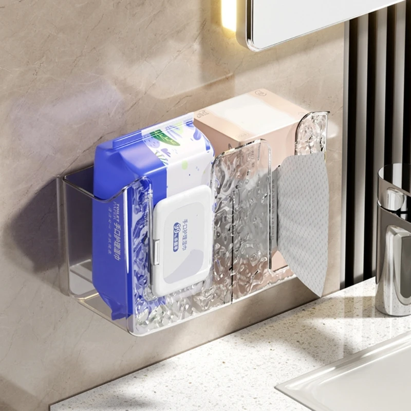 Clear ABS Plastic Wall Mounted Wet Wipes Duals Layer Dispenser Tissue Box Holder For Kitchen Bathroom D5BD