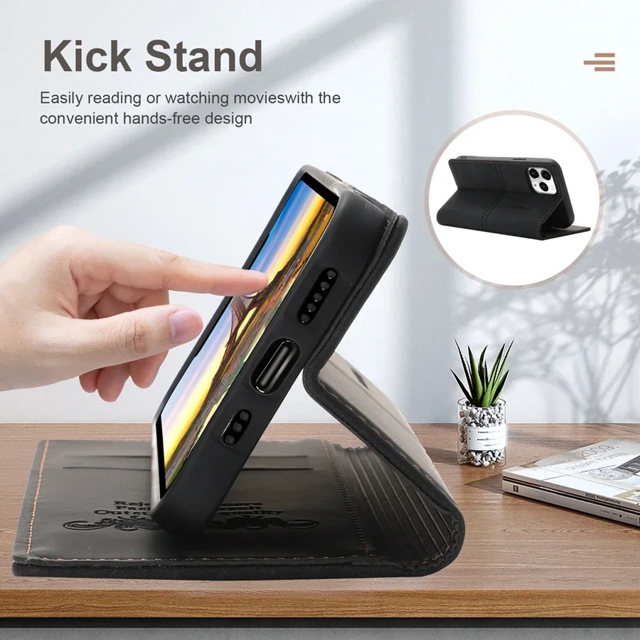 Wallet Fantastic Suction Card Slot Magnetic Flip Leather Case For iPhone 16 Pro Max 15 14 13 12 11 X XR XS SE4 SE3 SE2 8 7 Plus