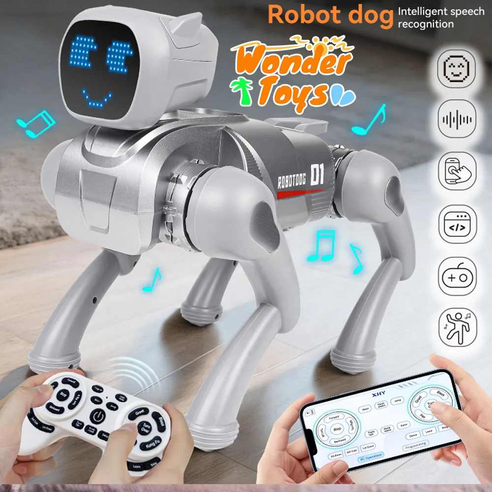 Smart Robot Dog-app 2.4G Afstandsbediening Speelgoed Simulatie Puppy Intelligente mechanische hond met stemdialoog Programmeringspeelgoed