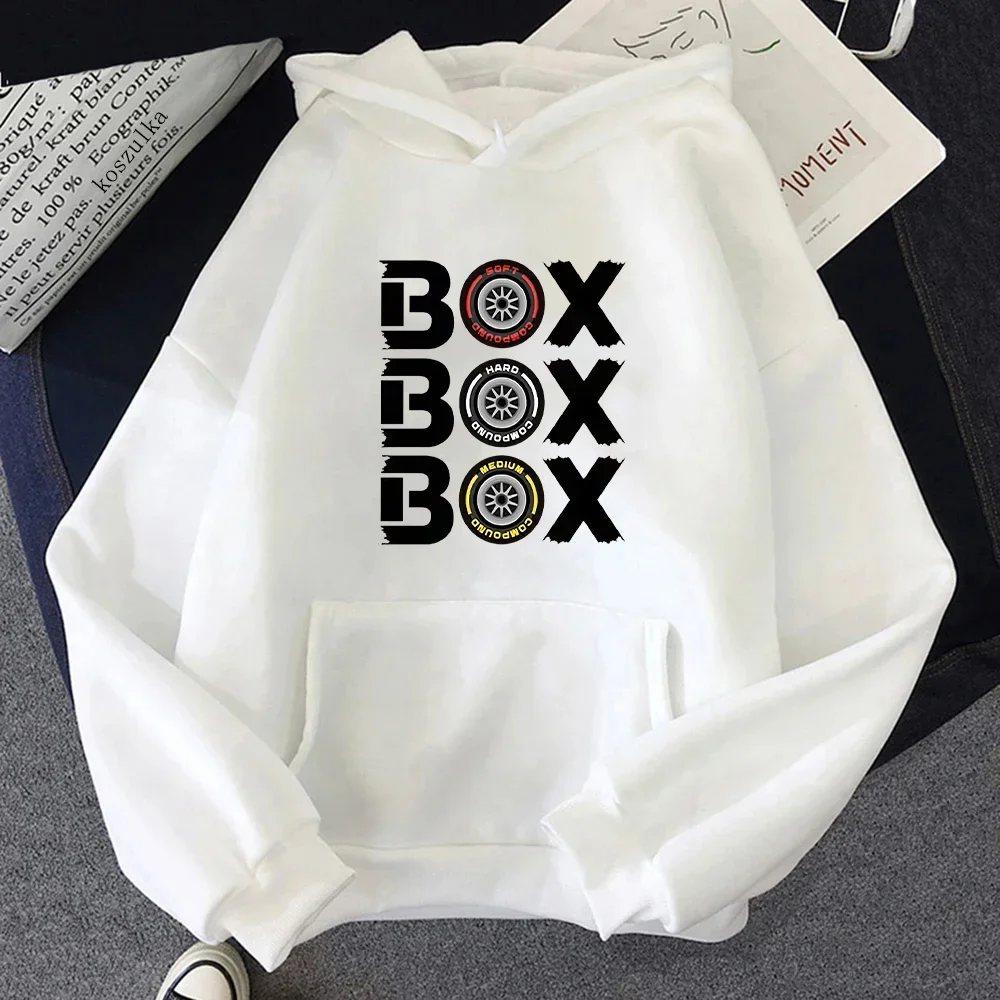 Box Box Box Hodies F1 Reifen Compound V2 Sweatshirts Damen Langarm Top Kapuze Lustige Spiele Kleidung Harajuku Y2k Kleidung