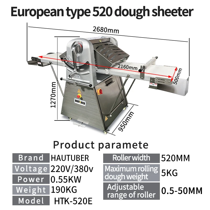 Automatic Bakery Dough Sheeter European Style Commercial Dough Roller for Cookie Making