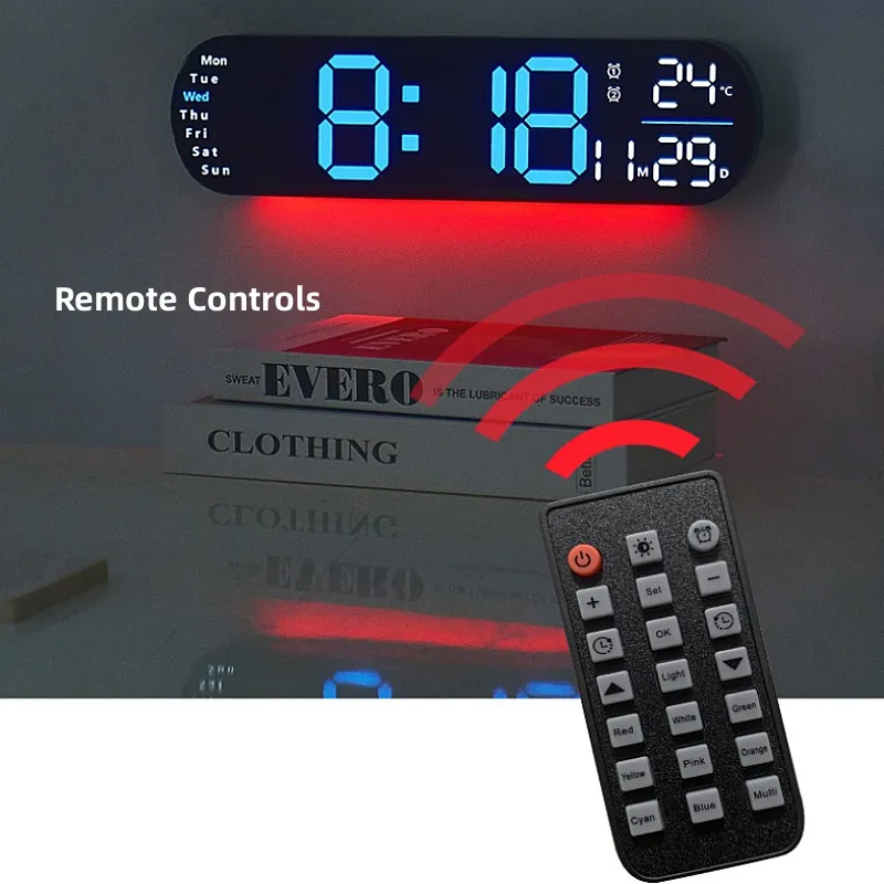 Imagem -04 - Controle Remoto Digital Relógio de Parede Iluminação Humor Timing Contagem Regressiva Auto Dimmer Dst Plug in Uso 1378