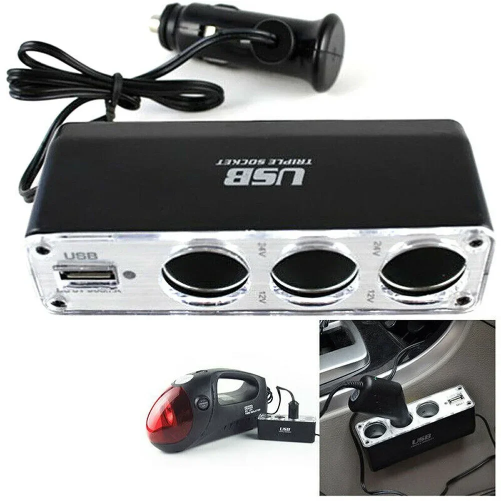 

High Quality New Charger Adapter Triple Splitter 12V 12V/5A Accessories Car Cigar Lighter Convenient Multi Socket