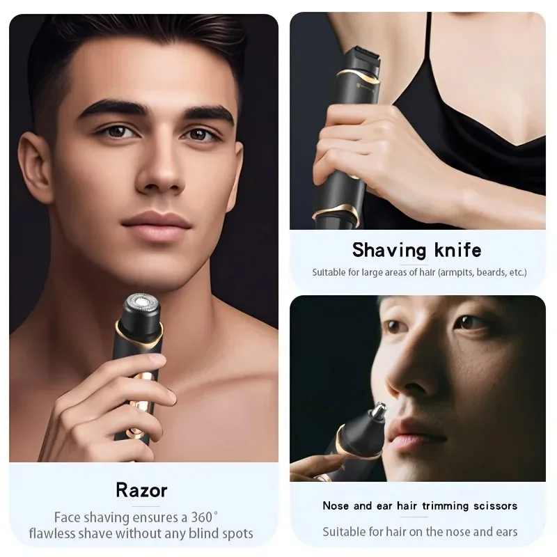 Body Trimmer 3-in-1 Electric Shaver for Men,with Rechargeable Power, Mesh Razor for Sensitive Skin