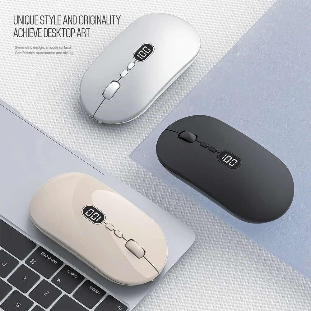 

Wireless Computer Mouse for Laptop with Battery Level Visible Rechargeable 2.4G Portable USB Mouse Silent Click Windows Mac